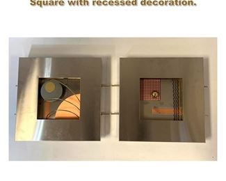 Lot 1789 Pair Mixed Metal Wall Sculptures. Square with recessed decoration. 