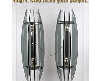 Lot 1793 Pair of large Veca wall sconces 1960 s. Semi round glass paddles. 