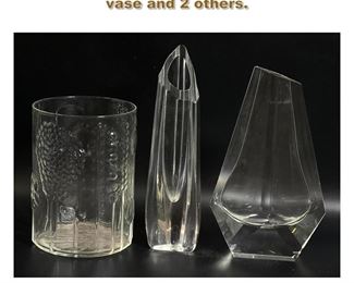 Lot 1802 3pc clear crystal vases Baccarat vase and 2 others. 