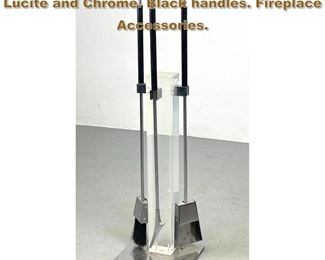 Lot 1806 Alessandro Albrizzi Fire place tools Lucite and Chrome. Black handles. Fireplace Accessories. 