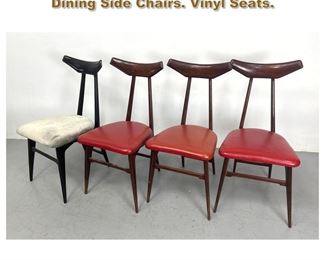 Lot 1809 Set 4 Italian Bull Horn Wood frame Dining Side Chairs. Vinyl Seats. 