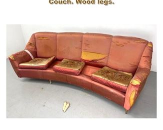 Lot 1810 Italian 1940 s Curved Front Sofa Couch. Wood legs. 