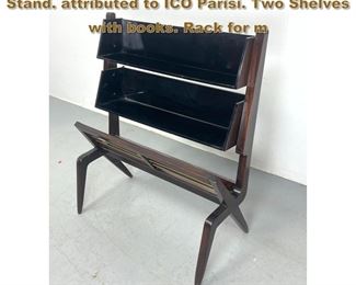 Lot 1831 Modernist Italian style Bookcase Stand. attributed to ICO Parisi. Two Shelves with books. Rack for m