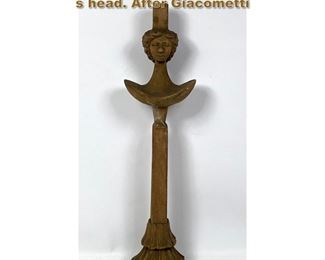 Lot 1832 Wood carved table statue. Woman s head. After Giacometti 
