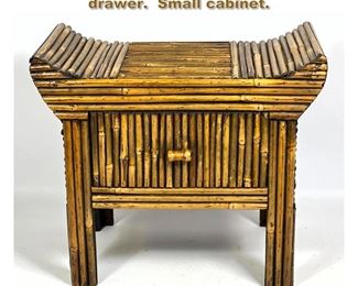 Lot 1837 Small rattan storage stool with drawer. Small cabinet.