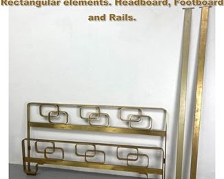 Lot 1846 Solid Heavy Italian Modern Bed. Rectangular elements. Headboard, Footboard and Rails. 