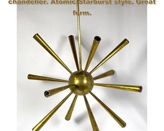 Lot 1851 Italian 1950s brass sputnik chandelier. Atomic Starburst style. Great form. 