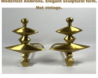 Lot 1855 Pr Giacometti style Bronze Modernist Andirons. Elegant sculptural form. Not vintage. 
