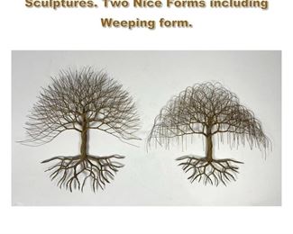 Lot 1858 2pc Woven Metal Wire Figural Tree Sculptures. Two Nice Forms including Weeping form. 