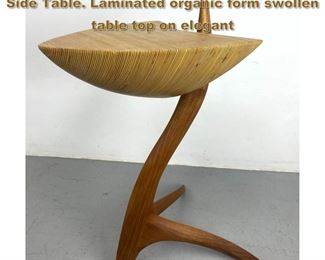 Lot 1862 Wendell Castle style Artisan Studio Side Table. Laminated organic form swollen table top on elegant 