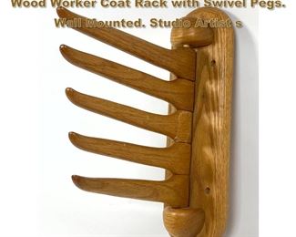 Lot 1865 MARK SMITH Vermont USA Studio Wood Worker Coat Rack with Swivel Pegs. Wall Mounted. Studio Artist s 