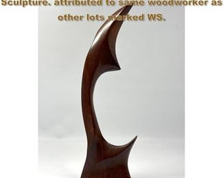 Lot 1872 Modernist Abstract Carved Walnut Sculpture. attributed to same woodworker as other lots marked WS. 
