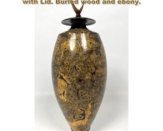 Lot 1878 Artisan Turned Woodworker Vase with Lid. Burled wood and ebony. 