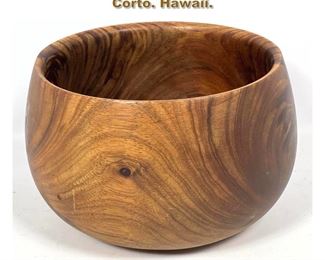 Lot 1899 Koa wood bowl signed Pat Corto. Hawaii. 