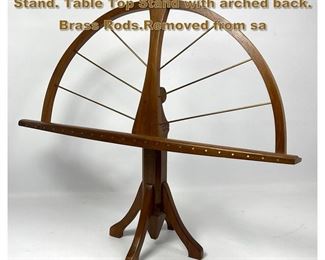 Lot 1902 Studio Wood Worker Artisan Music Stand. Table Top Stand with arched back. Brass Rods.Removed from sa