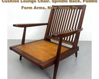 Lot 1908 GEORGE NAKASHIMA Walnut Cushion Lounge Chair. Spindle Back. Paddle Form Arms. New Hope, Pa