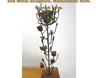 Lot 1919 MELLOR Artist Signed Tall Wood and Metal Sculpture. Naturalistic form. Branch form. 