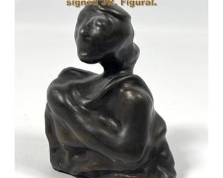 Lot 1931 Small Modernist Bronze Sculpture signed JR. Figural. 