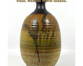Lot 1935 16 Tall Art Pottery Modernist Vase. Neutral Warm Glazes. 