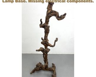 Lot 1942 Natural Gnarled Wood Form Floor Lamp Base. Missing electrical components. 