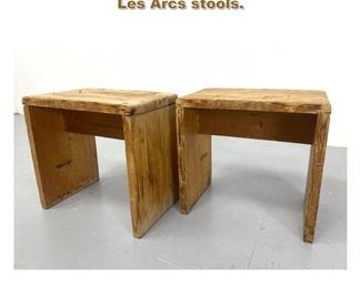 Lot 1956 Pair pine CHARLOTTE PERRIAND Les Arcs stools. 