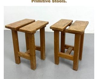 Lot 1963 Pr Double Pine Plank Top Primitive Stools. 