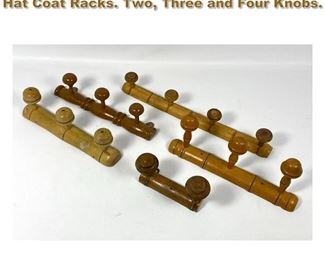 Lot 1964 5pc Stick and Ball style Wall Mount Hat Coat Racks. Two, Three and Four Knobs. 