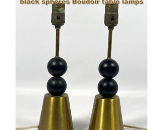 Lot 1971 Midcentury modern brass and black spheres Boudoir table lamps