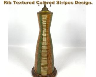 Lot 1992 Tall Modernist Table Lamp. Rib Textured Colored Stripes Design. 