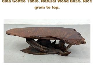 Lot 1994 Studio Woodworker Wood Tree Slab Coffee Table. Natural Wood Base. Nice grain to top. 