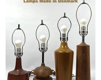 Lot 1997 4pcs Danish Modern Teak Table Lamps Made in Denmark