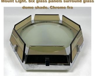 Lot 2005 VECA Vetreria di Cassano Ceiling Mount Light. Six glass panels surround glass dome shade. Chrome fra