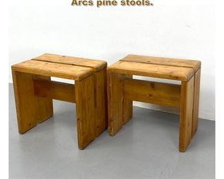 Lot 2013 Pair CHARLOTTE PERRIAND Les Arcs pine stools. 