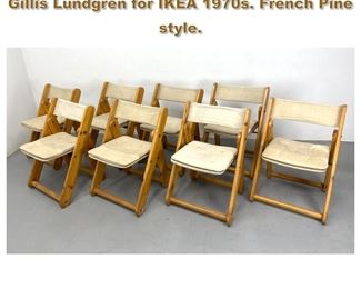 Lot 2014 Set 8 Kontiki folding chairs by Gillis Lundgren for IKEA 1970s. French Pine style. 