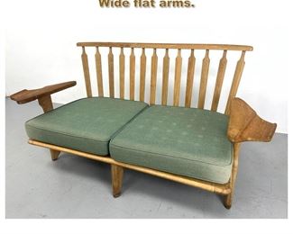 Lot 2024 Guillerme et Chambron sofa Couch. Wide flat arms. 