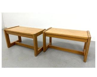 Lot 2025 Pair French Pine Stool Benches. 