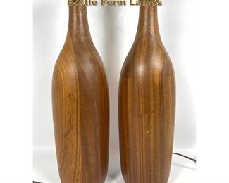 Lot 2028 Large Pair of Danish Modern Teak Bottle Form Lamps