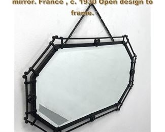 Lot 2037 Hanging Handwrought iron Wall mirror. France , c. 1930 Open design to frame. 