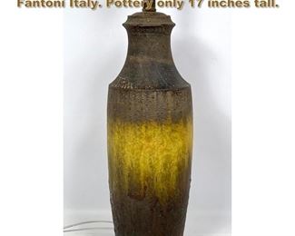 Lot 2039 Fantoni pottery lamp. Signed Fantoni Italy. Pottery only 17 inches tall. 