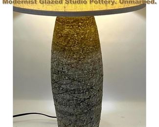 Lot 2041 Tan Nancy Wickham pottery lamp. Modernist Glazed Studio Pottery. Unmarked. 
