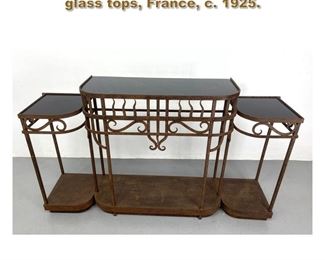 Lot 2049 Handwrought iron console with glass tops, France, c. 1925. 