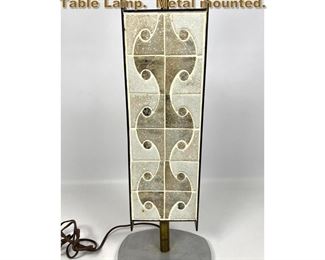 Lot 2061 Modernist Pottery Tile Mosaic Table Lamp. Metal mounted. 