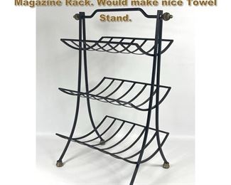 Lot 2104 Italian Modern Iron and Brass Magazine Rack. Would make nice Towel Stand. 
