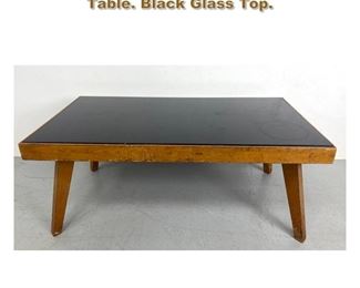 Lot 2109 Mid Century Modern Low Coffee Table. Black Glass Top. 