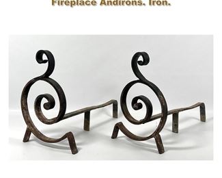 Lot 2115 Pair French Style Art Deco Fireplace Andirons. Iron. 