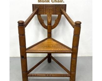 Lot 2117 Antique Hand Carved Swedish Monk Chair. 