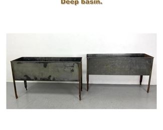 Lot 2130 Pair of Large Steel Planter Boxes. Deep basin. 