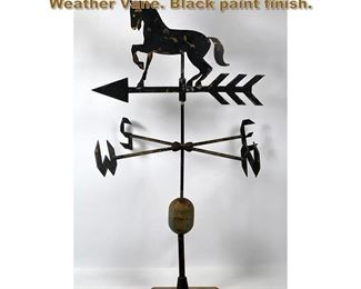 Lot 2139 Vintage Metal Prancing Horse Weather Vane. Black paint finish. 