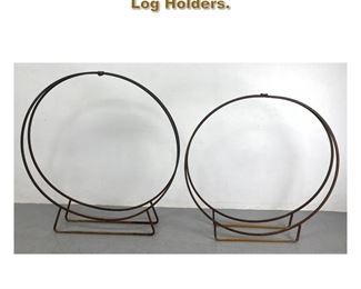 Lot 2141 2pc Modern Iron Outdoor Log Holders. 