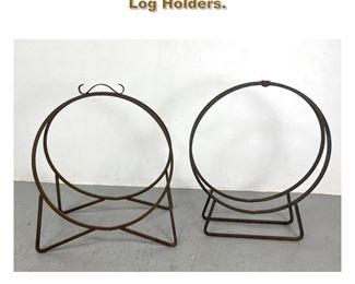 Lot 2143 2pc Modern Iron Outdoor Log Holders. 